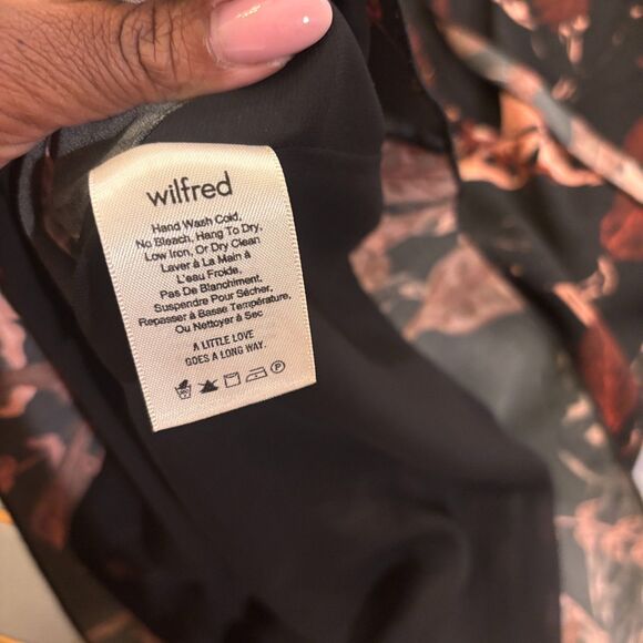 Wilfred Pozzi Dress Women's Medium Multi Leaf Print Long Sleeve Tie Back - Picture 9 of 9